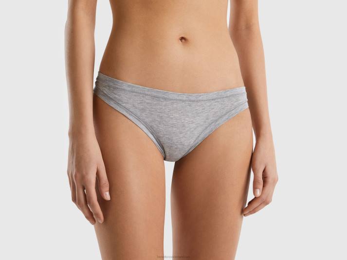 vrouwen Benetton Braziliaans ondergoed van superstretch biologisch katoen lichtgrijs 4R621040