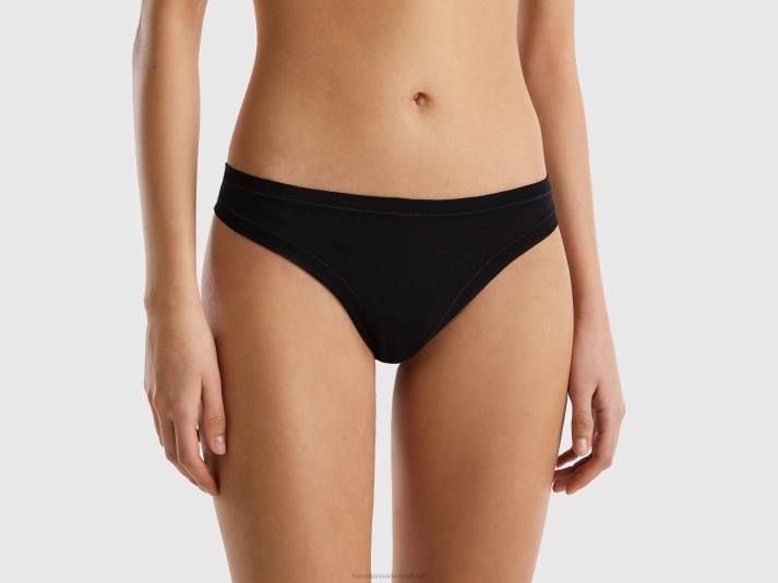 vrouwen Benetton Braziliaans ondergoed van superstretch biologisch katoen zwart 4R624312