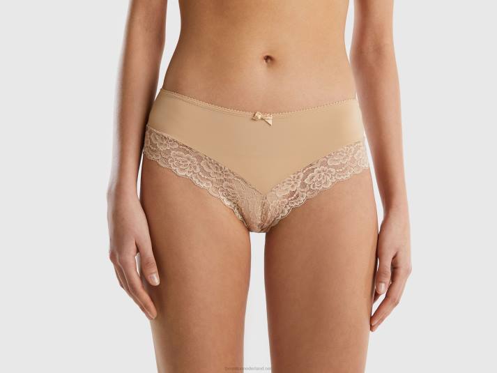 vrouwen Benetton Braziliaans stretch ondergoed met kant naakt 4R624232