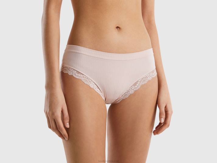 vrouwen Benetton gebreid ondergoed met kant zacht roze 4R621027