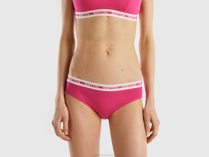 vrouwen Benetton hoog getailleerd ondergoed van biologisch katoen fuchsia 4R624284