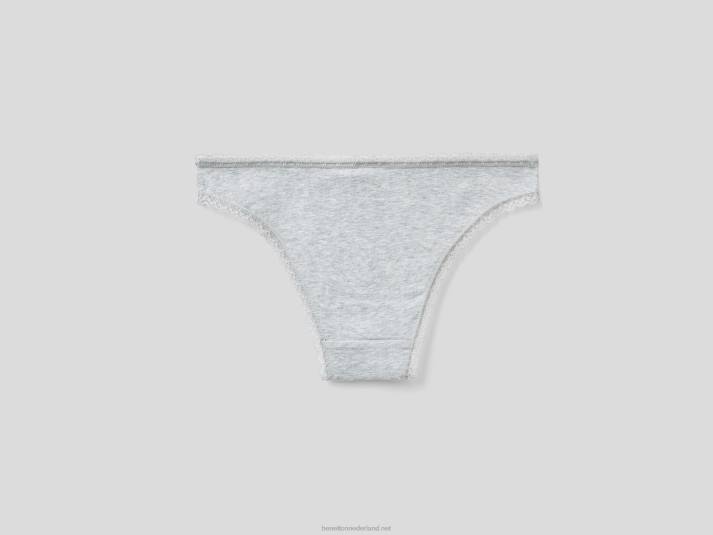 vrouwen Benetton laag uitgesneden ondergoed van biologisch stretchkatoen lichtgrijs 4R621063