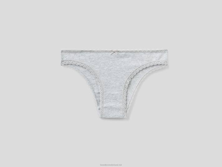 vrouwen Benetton laag uitgesneden ondergoed van biologisch stretchkatoen lichtgrijs 4R624301
