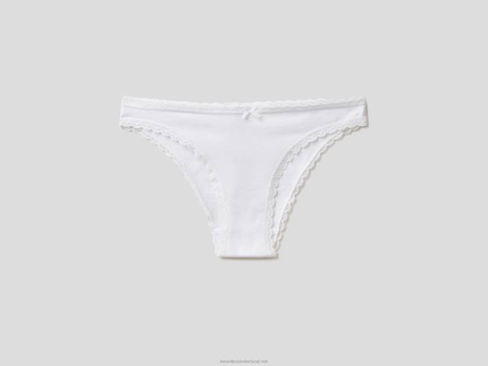 vrouwen Benetton laag uitgesneden ondergoed van biologisch stretchkatoen wit 4R624334