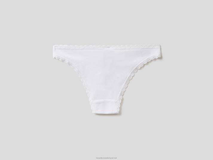vrouwen Benetton laag uitgesneden ondergoed van biologisch stretchkatoen wit 4R624334