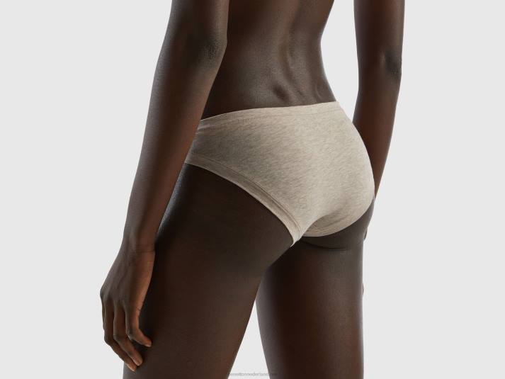 vrouwen Benetton laag uitgesneden ondergoed van superstretch biologisch katoen beige 4R621038
