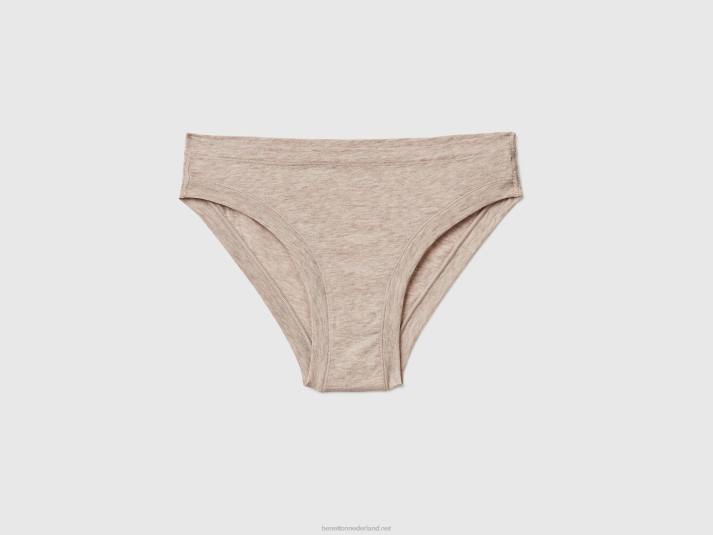 vrouwen Benetton laag uitgesneden ondergoed van superstretch biologisch katoen beige 4R621038
