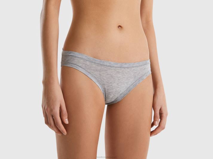 vrouwen Benetton laag uitgesneden ondergoed van superstretch biologisch katoen lichtgrijs 4R621088