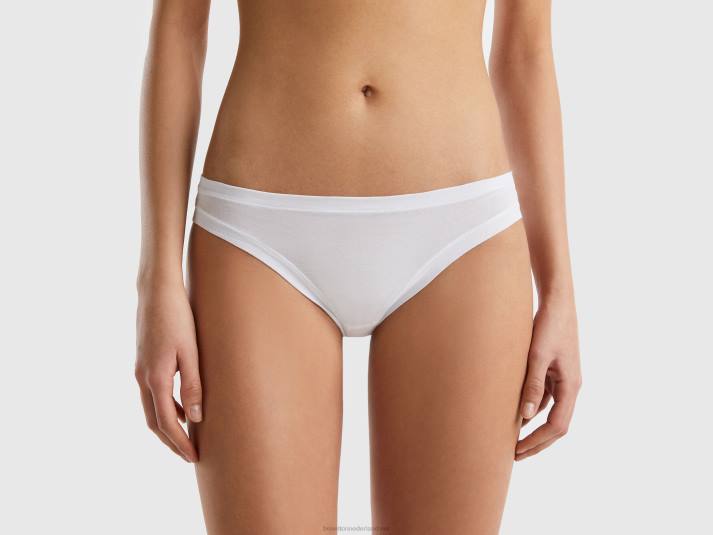vrouwen Benetton laag uitgesneden ondergoed van superstretch biologisch katoen wit 4R624308