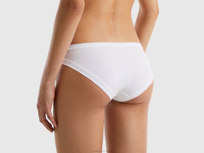 vrouwen Benetton laag uitgesneden ondergoed van superstretch biologisch katoen wit 4R624308