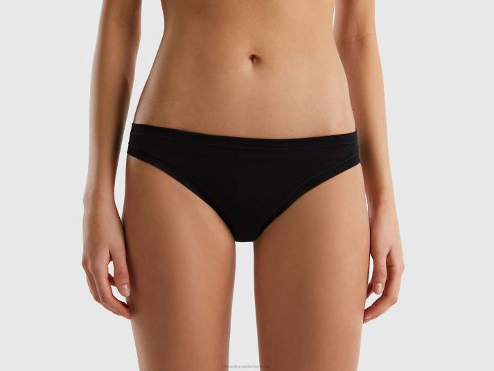 vrouwen Benetton laag uitgesneden ondergoed van superstretch biologisch katoen zwart 4R624313