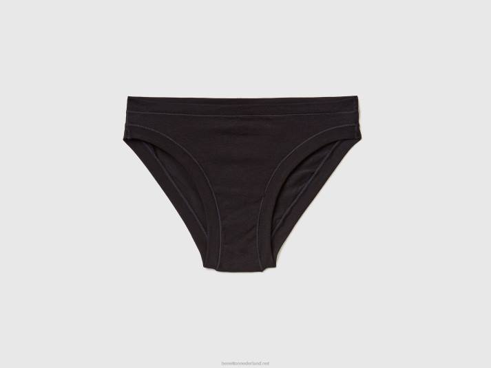 vrouwen Benetton laag uitgesneden ondergoed van superstretch biologisch katoen zwart 4R624313
