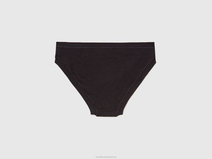 vrouwen Benetton laag uitgesneden ondergoed van superstretch biologisch katoen zwart 4R624313