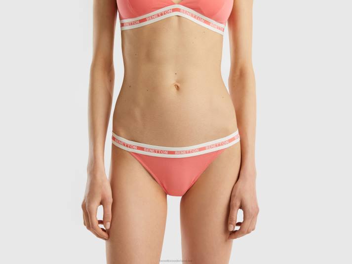 vrouwen Benetton laagbouw ondergoed van biologisch katoen oranje koraal 4R62979