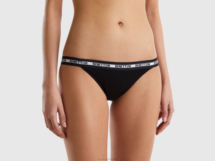 vrouwen Benetton laagbouw ondergoed van biologisch katoen zwart 4R62999