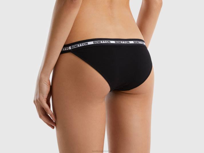 vrouwen Benetton laagbouw ondergoed van biologisch katoen zwart 4R62999