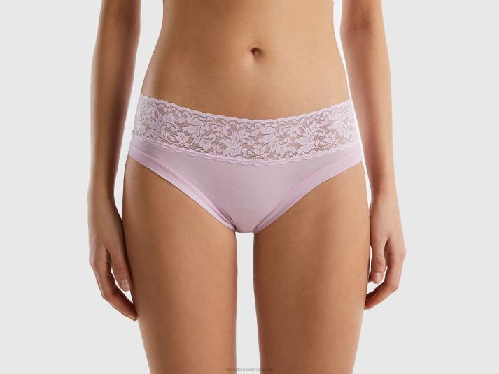 vrouwen Benetton ondergoed met kant van superstretch biologisch katoen lila 4R624252