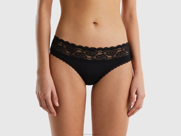 vrouwen Benetton stretch ondergoed met kant zwart 4R621093