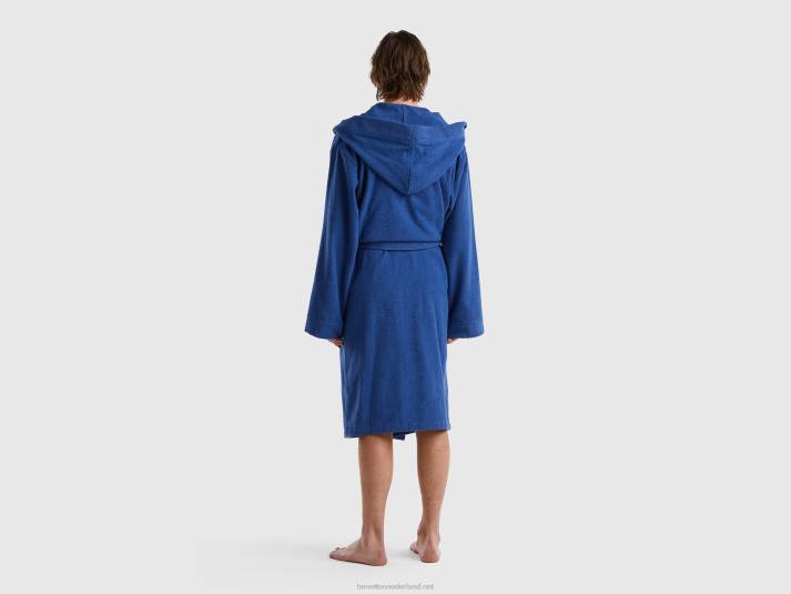 vrouwen Benetton badjas van biologisch katoen donkerblauw 4R62921