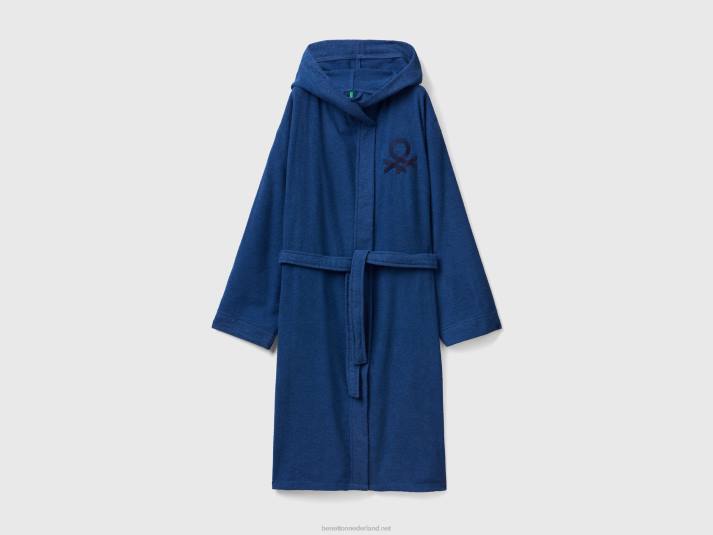 vrouwen Benetton badjas van biologisch katoen donkerblauw 4R62921