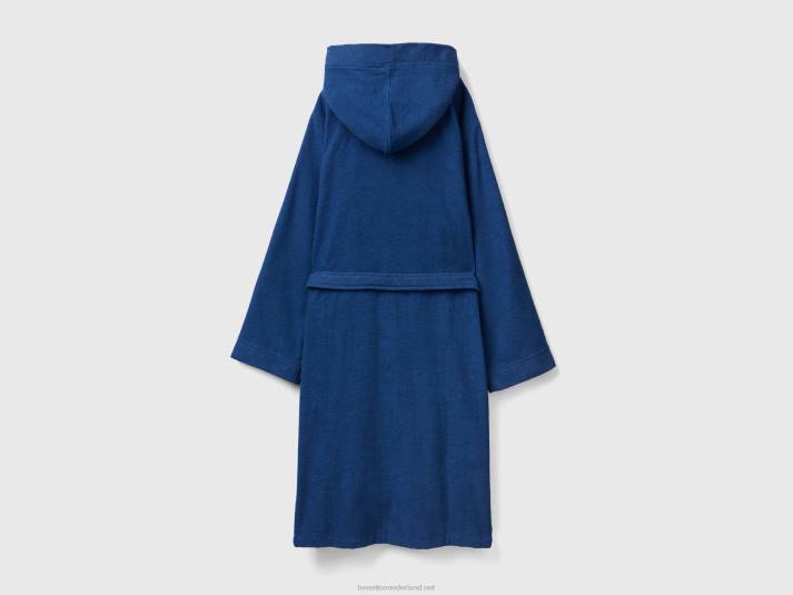 vrouwen Benetton badjas van biologisch katoen donkerblauw 4R62921