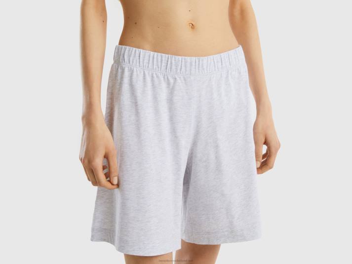 vrouwen Benetton korte pyjama van langvezelig katoen geel 4R624276