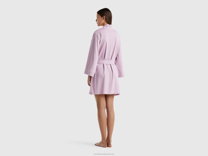 vrouwen Benetton midi kamerjas van zuivere viscose roze 4R62910