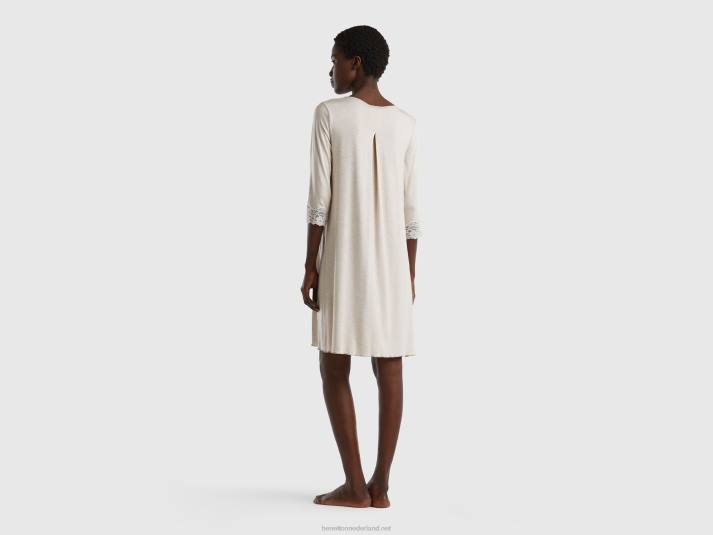 vrouwen Benetton nachthemd met kanten details lichtgrijs 4R621089