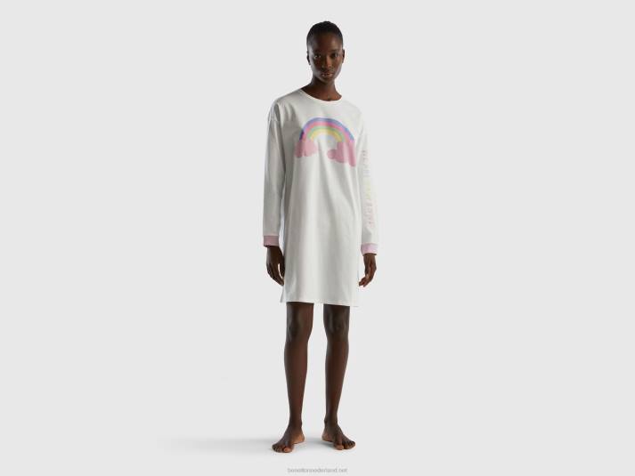 vrouwen Benetton nachthemd van langvezelig katoen romig wit 4R624287