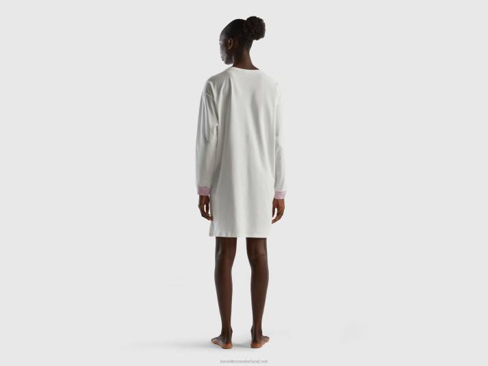 vrouwen Benetton nachthemd van langvezelig katoen romig wit 4R624287