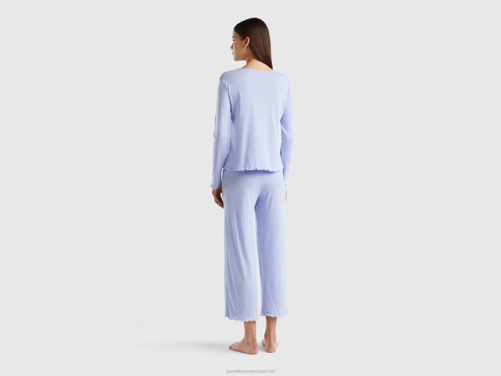 vrouwen Benetton pyjama van langvezelig katoen lavendel 4R624217