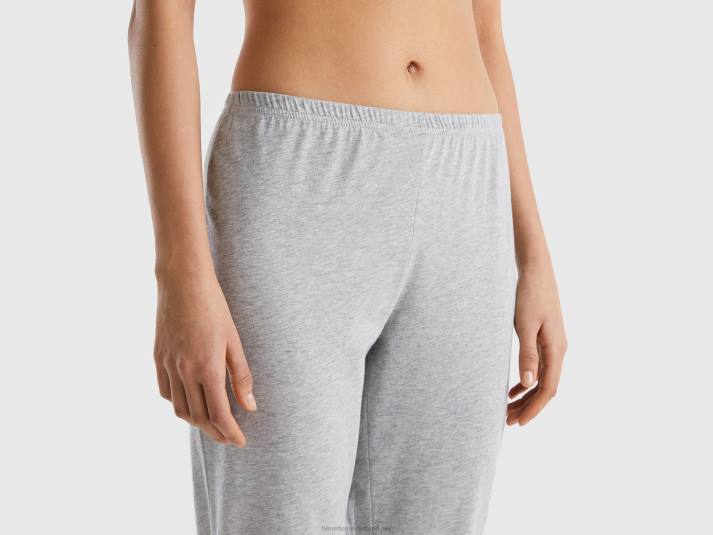 vrouwen Benetton pyjama van langvezelig katoen lichtgrijs 4R621076