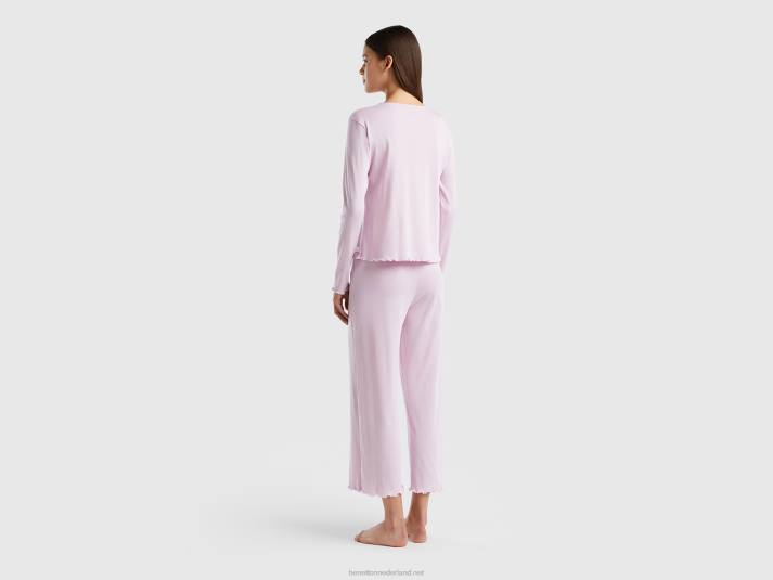vrouwen Benetton pyjama van langvezelig katoen lila 4R621032