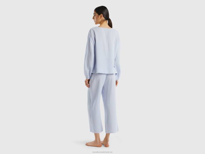 vrouwen Benetton pyjama van warm katoen hemelsblauw 4R624267