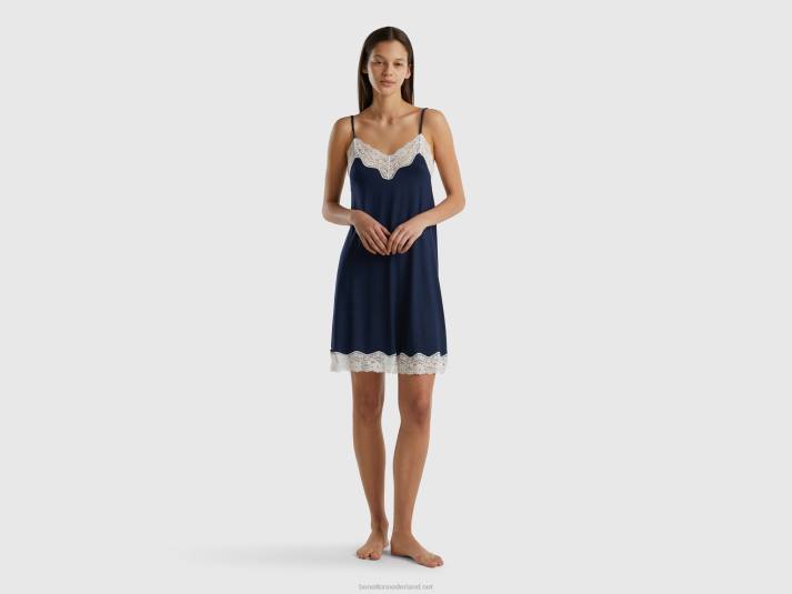 vrouwen Benetton zwierige slip met kant donkerblauw 4R62943