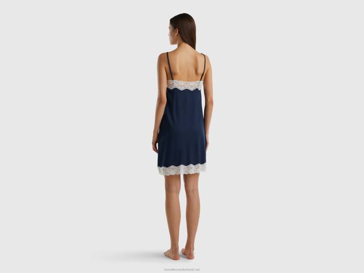vrouwen Benetton zwierige slip met kant donkerblauw 4R62943