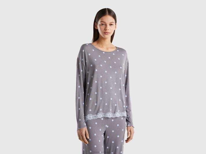 vrouwen Benetton T-shirt met dessin van elastische viscose grijs 4R624266