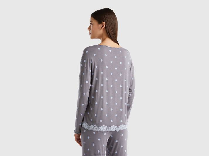 vrouwen Benetton T-shirt met dessin van elastische viscose grijs 4R624266