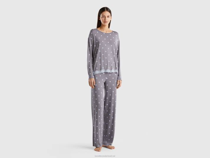 vrouwen Benetton T-shirt met dessin van elastische viscose grijs 4R62962