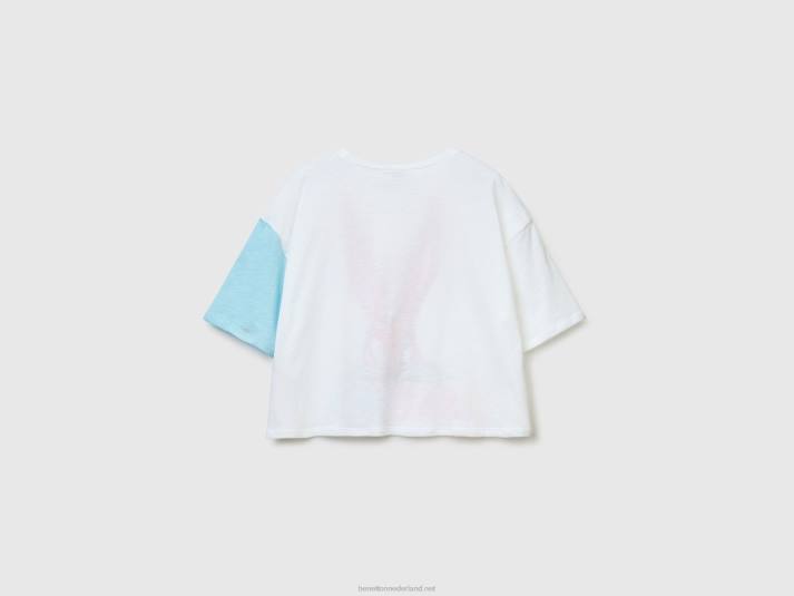 vrouwen Benetton bugs bunny t-shirt van lichtgewicht katoen wit 4R62987