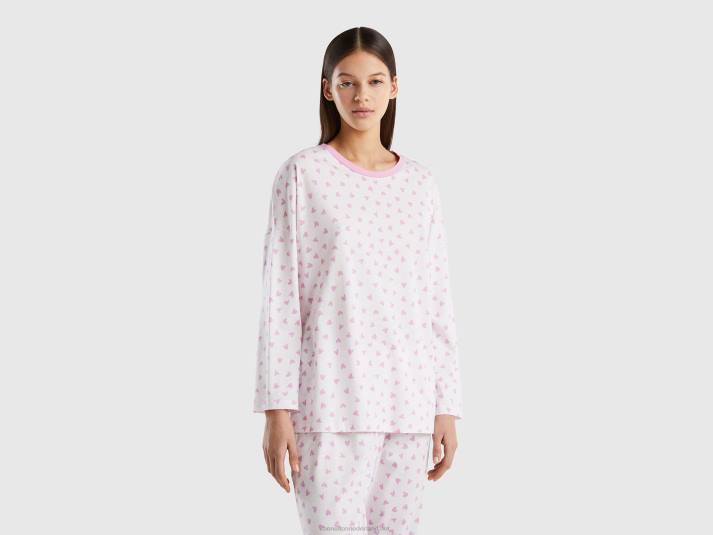 vrouwen Benetton hartvormige top van warme katoenmix roze 4R624247
