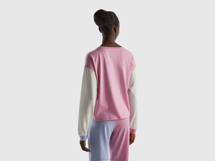 vrouwen Benetton stitch & angel top van warm katoen mauve 4R621030