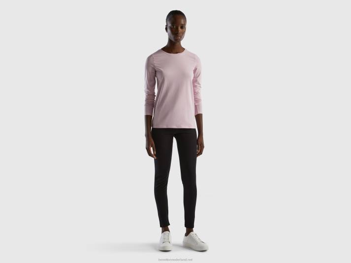 vrouwen Benetton superstretch T-shirt met lange mouwen lila 4R624196