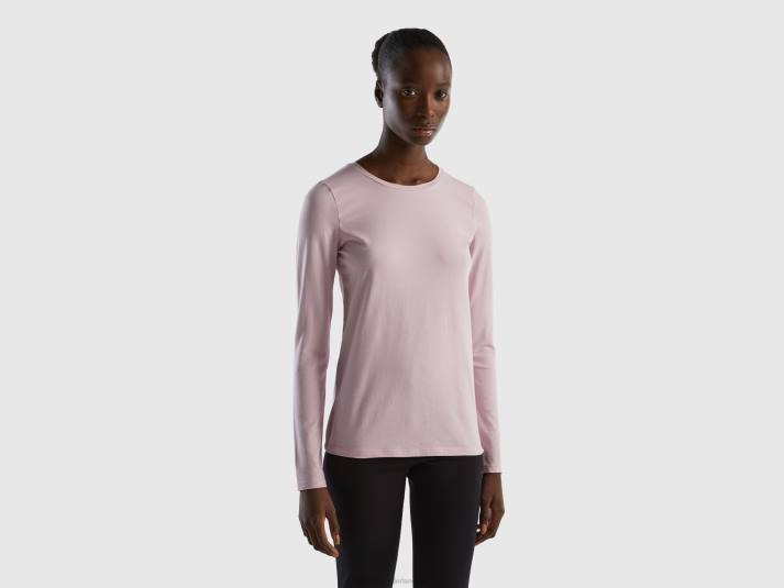 vrouwen Benetton superstretch T-shirt met lange mouwen lila 4R62926