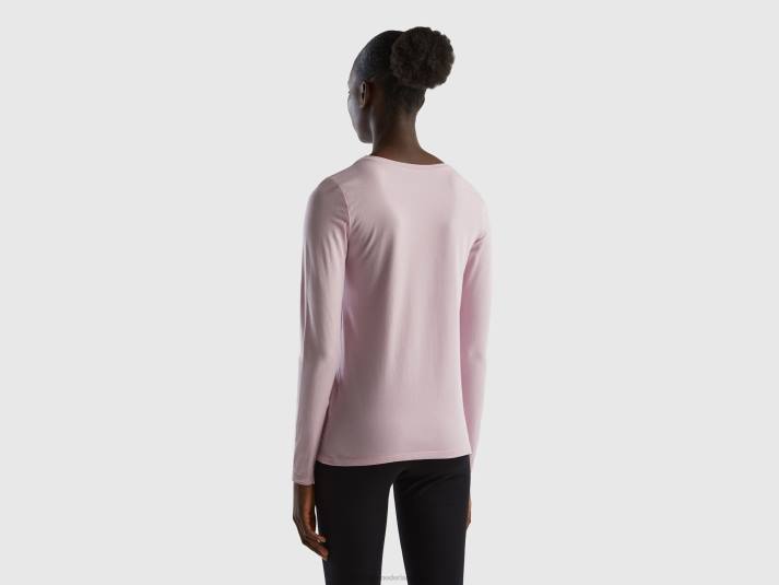 vrouwen Benetton superstretch T-shirt met lange mouwen lila 4R62926