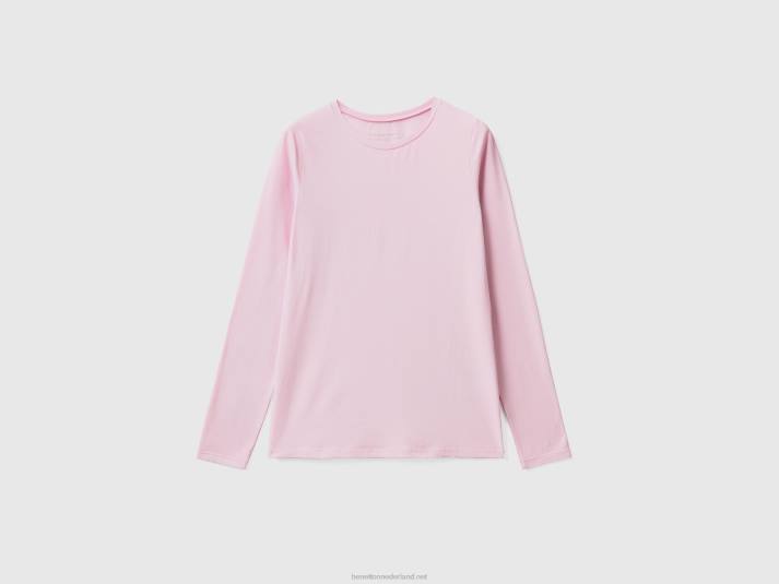 vrouwen Benetton superstretch T-shirt met lange mouwen lila 4R62926