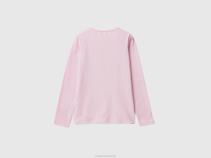 vrouwen Benetton superstretch T-shirt met lange mouwen lila 4R62926