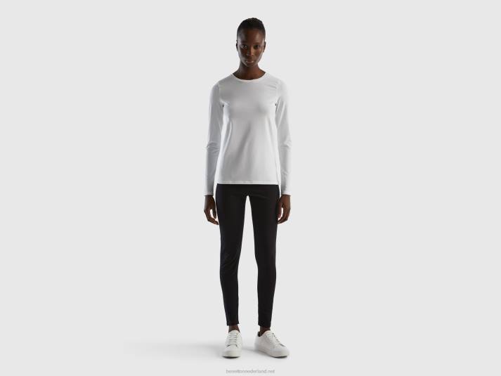 vrouwen Benetton superstretch T-shirt met lange mouwen wit 4R624207
