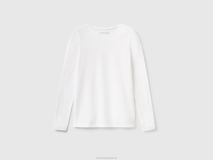 vrouwen Benetton superstretch T-shirt met lange mouwen wit 4R624207
