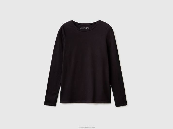 vrouwen Benetton superstretch T-shirt met lange mouwen zwart 4R624210